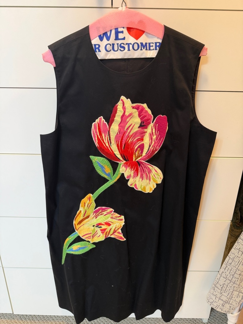 kate spade Black Sleeveless Dress with Pink and Yellow Floral Embroidery